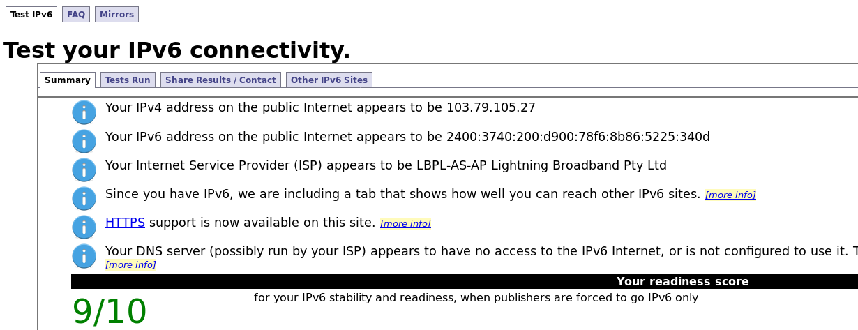 Testing IPv6 connectivity