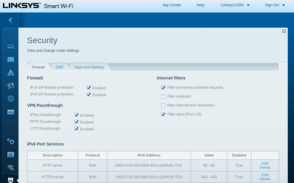Enabling access to web server through the firewall